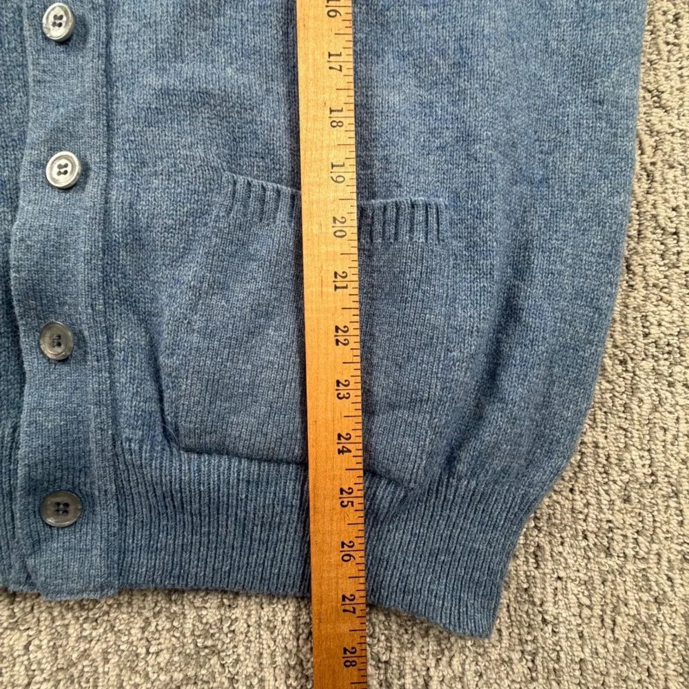 Lord Jeff Cardigan Sweater Men XL Blue Virgin Lambswool Blend V-Neck USA Made